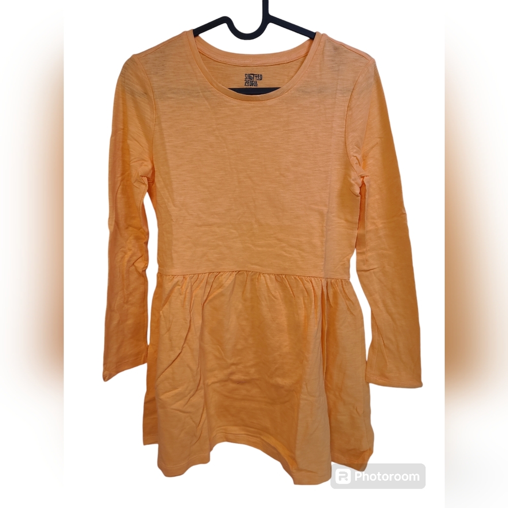 Spotted Zebra Girl's Long Sleeve Casual Dress Solid Orange X-Large